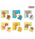 Wild Animal Premium Wooden puzzles for kids, 4 Piece Wooden Jigsaw Toys, Set of 6