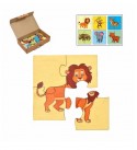 Wild Animal Premium Wooden puzzles for kids, 4 Piece Wooden Jigsaw Toys, Set of 6