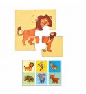 Wild Animal Premium Wooden puzzles for kids, 4 Piece Wooden Jigsaw Toys, Set of 6
