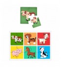 Farm animals simple puzzles for kids, 4 piece wooden jigsaw toys, Set of 6